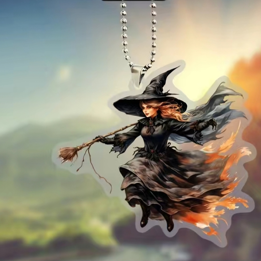 Witch Car Decor with Orange Flames